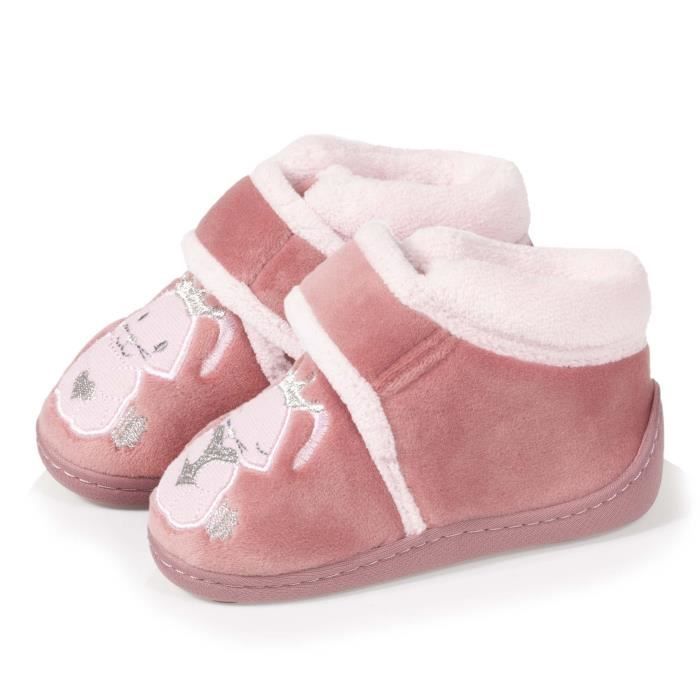 SAXO BLUES Chaussons Forme Bottillons Print Coccinelle à Scratch Pour Bebe Fille Rose 25 C689 P115559