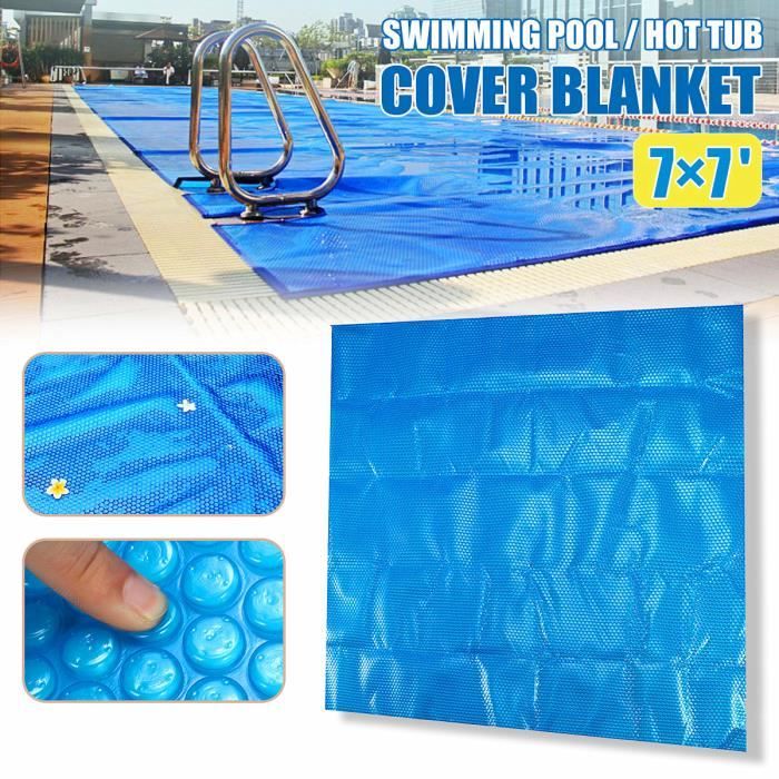 Piscine Bâche à bulles Housse Flottant Film Solaire Chauffage Bassin Couverture Carré 210×210 cm Film d'isolation thermique