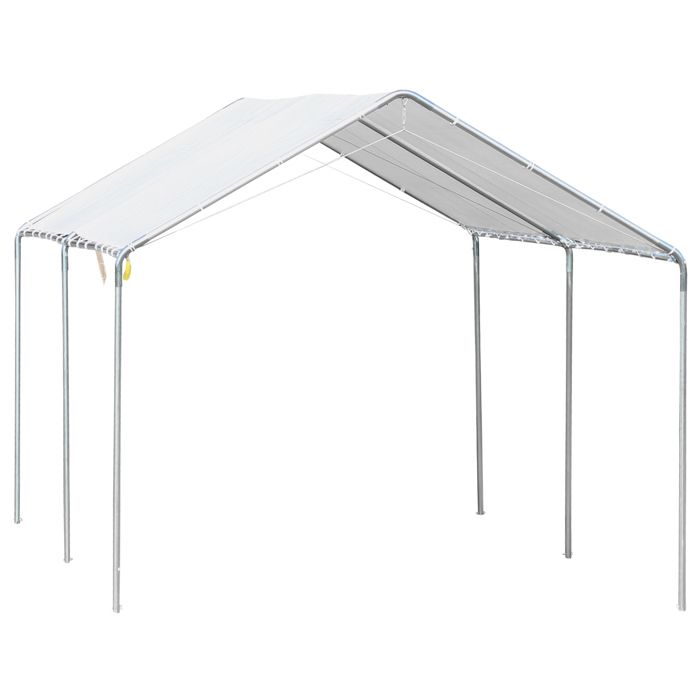 Carport auvent pour voiture 5,95L x 2,90l x 2,60H m acier galvanisé robuste PE haute densité blanc 595x290x260cm Blanc