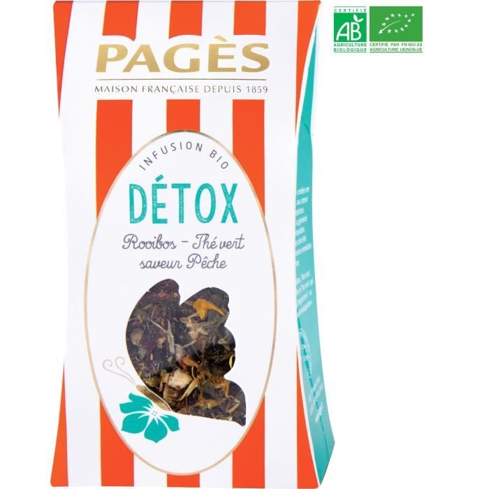 PAGES Infusion Détox - Rooibos, Thé Vert, Pêche - Vrac - Bio