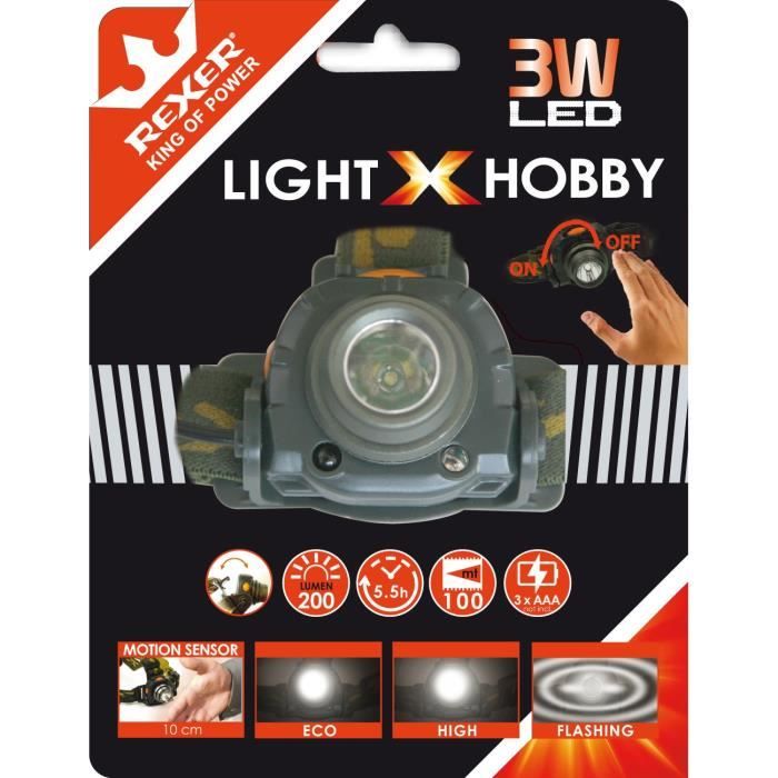 REXER Lampe frontale sensor - 3W - 200 lm