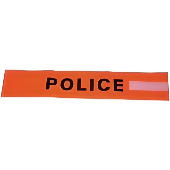 BRASSARD POLICE Brassard orange fluo avec velcro et inscription POLICE
