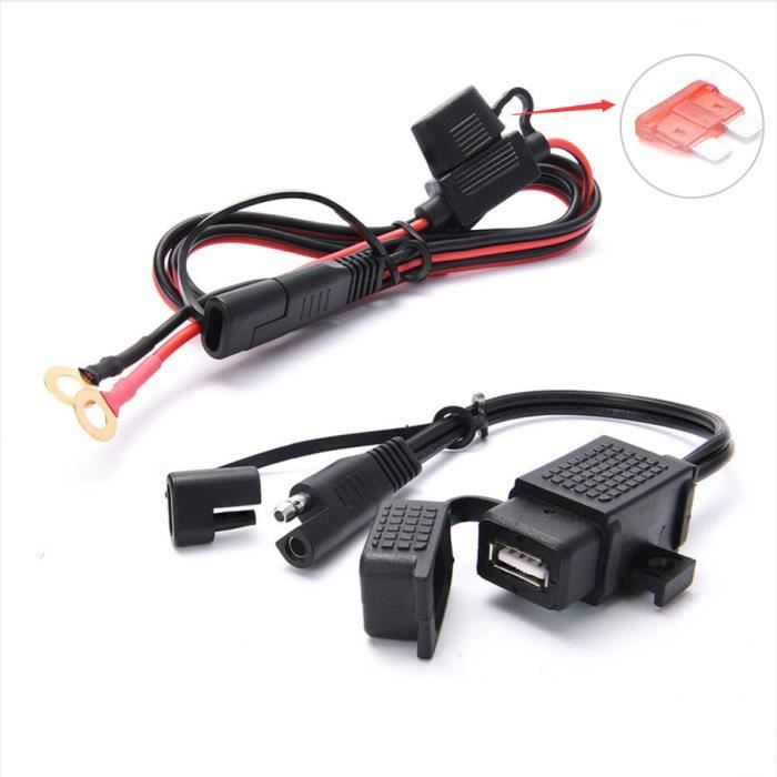 Adaptateur chargeur USB étanche 12V pour moto 2.1A avec fusible en ligne 10A