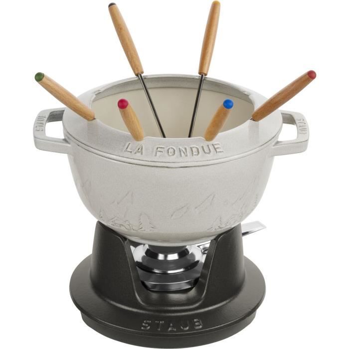 SERVICE A FONDUE EN FONTE 20 CM TRUFFE BLANCHE - STAUB