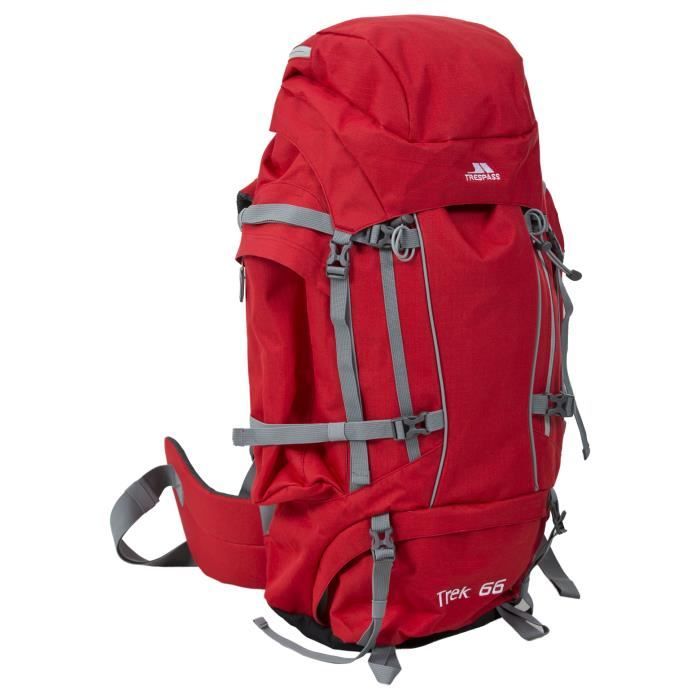 TRESPASS Sac à dos Trek - 66 L - Ton rouge
