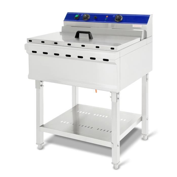 vertes Friteuse 52L (7500 Watt, température réglable jusqu'à 200°C, électrique 400V, capacité 45 litres d'huile, vanne de vidange)