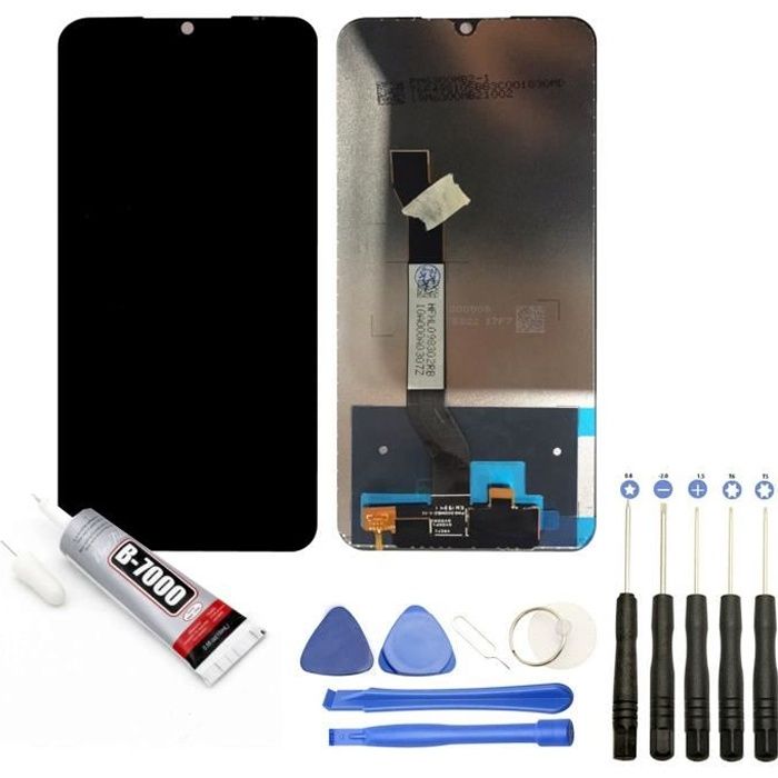 Vitre tactile + Ecran LCD compatible avec Xiaomi Redmi Note 8 taille 6.3- Noir (Space Black) + Kit outils + Colle B7000 Offerte
