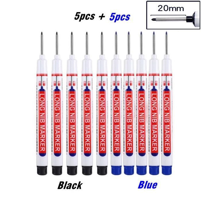 Lot De 8 Crayons De Chantier à Pointe Fine 30mm - Marqueurs Trou Profond Pour Construction