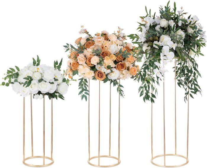 Or 3 Pièces Grands Vase Metal Or Centres de Table Mariage Riser - 60-80 ...