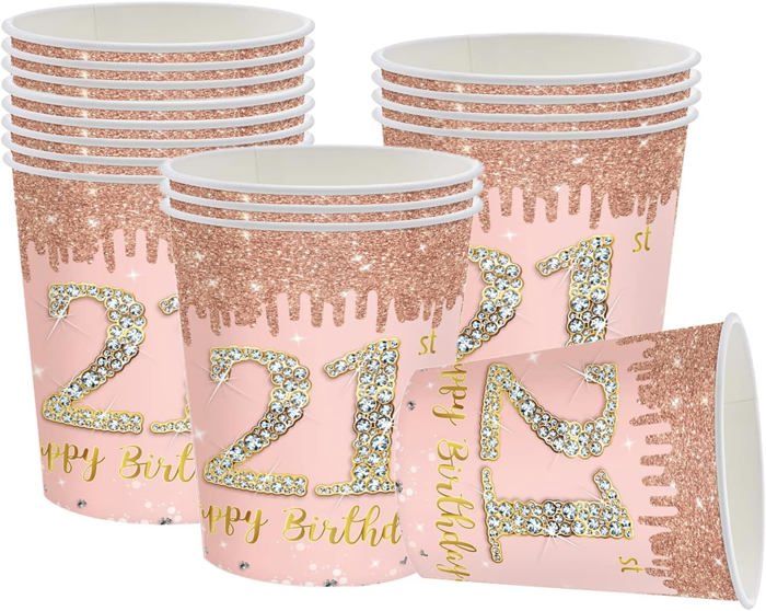 16 Gobelets En Papier Motif Tropical - Feuilles De Palmier Et Hibiscus, Pour Fêtes Hawaïennes - 4