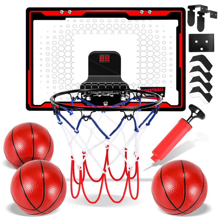 Set panier de basket vert 58x40 cm 3 ballons pompe à balles panneau et