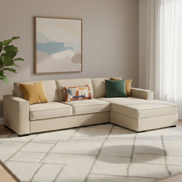 Canapé-lit avec méridienne Achico Talamo Italie en tissu beige 280x95 cm Canapé-lit avec méridienne Achico Talamo Italie en tissu beige 280x95 cm