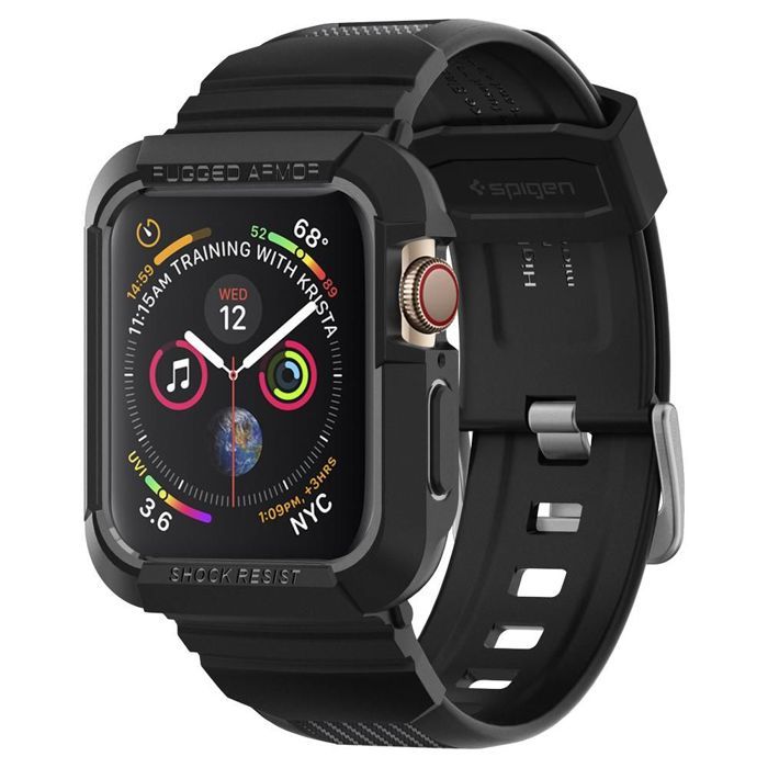 Étui Spigen Rugged Armor Pro – Bracelet avec étui pour Apple Watch 44/45 mm (noir)