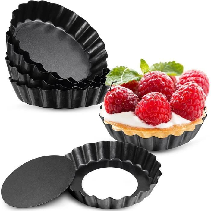 KADAX Moule à Tartelette En Tôle Galvanisée Et Antiadhésive, 3 Tailles, Moule à Tarte Aux Fruits, Rond (diamètre 30 Cm, Noir