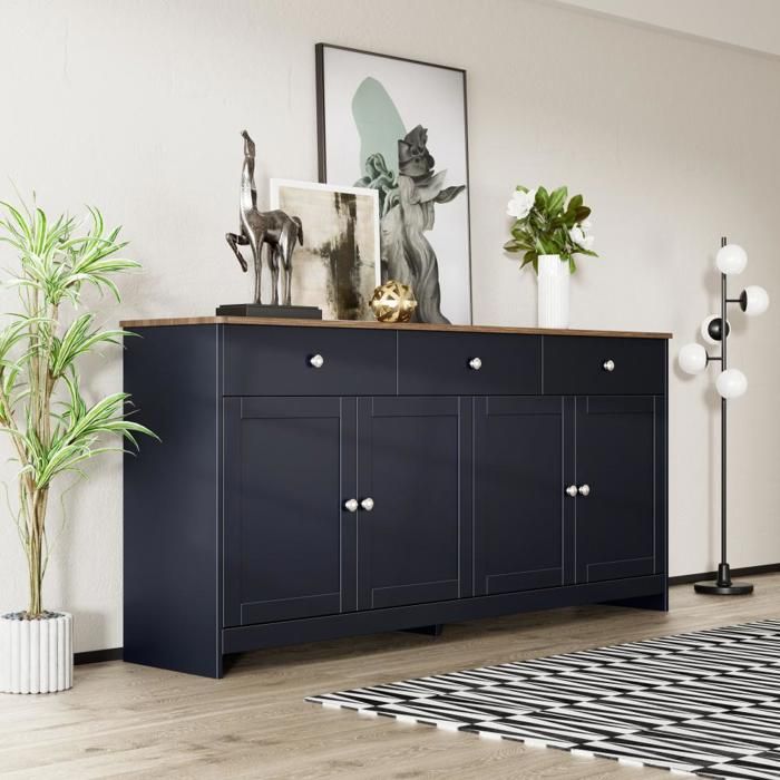 Dressoir Buffet quatre portes trois tiroirs salon salle à manger - SWEIKO - Gris-noir Dressoir Buffet quatre portes trois tiroirs salon salle à manger - SWEIKO - Gris-noir