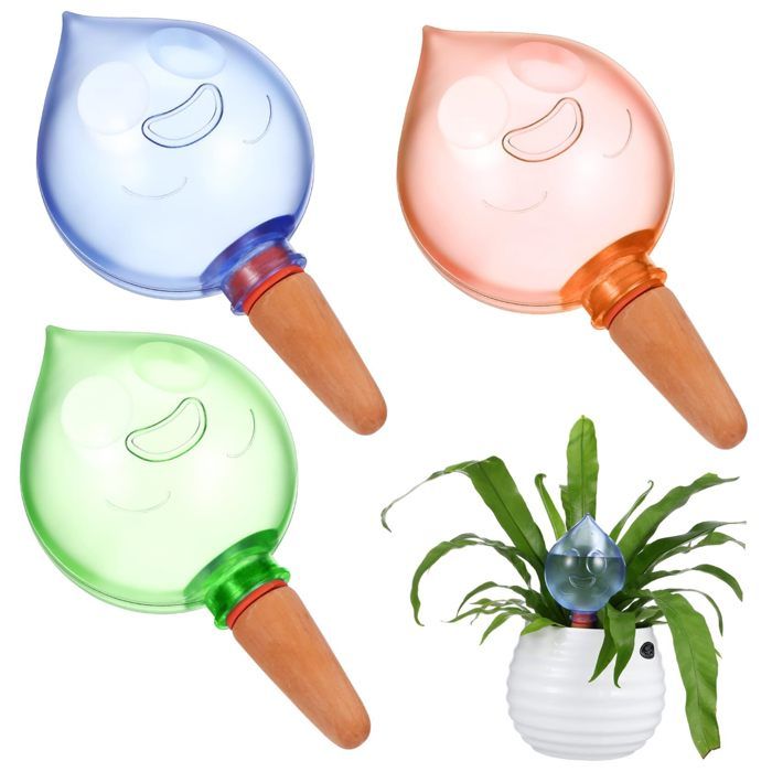 VANZACK 3 Pièces Globes D'Arrosage Automatique Pour Plantes - Boules D'Eau 500ml PVC Et Céramique