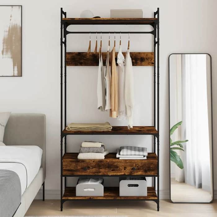 VidaXL Armoire à tiroirs chêne fumé 89x39x1845 cm bois dingénierie 838955