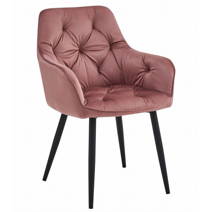 KOMODEE Chaise ISCA - velours rose / pieds noirs x 1 56x84x62 cm KOMODEE Chaise ISCA - velours rose / pieds noirs x 1 56x84x62 cm