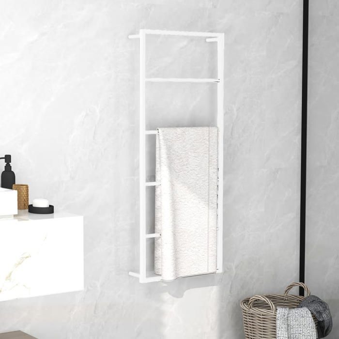 SOLO - Petit rangement - JILLS Etagère de Salle de Bain - Porte-serviettes Blanc 45x10x115cm Acier FT286701