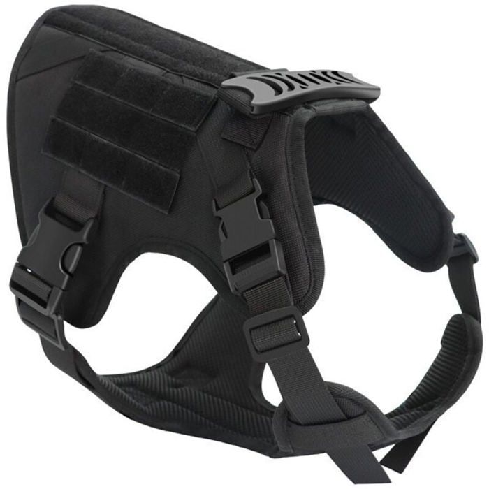 Harnais tactique pour chien - OKZ - XL - Noir - Tour de cou 65-93 cm - Longueur du ventre 33-48 cm - Nylon 1000D