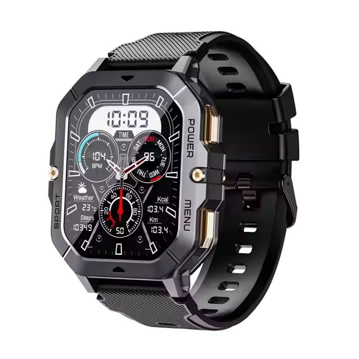 Montre connectée fitness - RNCYN - C28 Pro - Écran tactile - Suivi santé - Étanche 3BAR - Verre - Boucle - Analogique