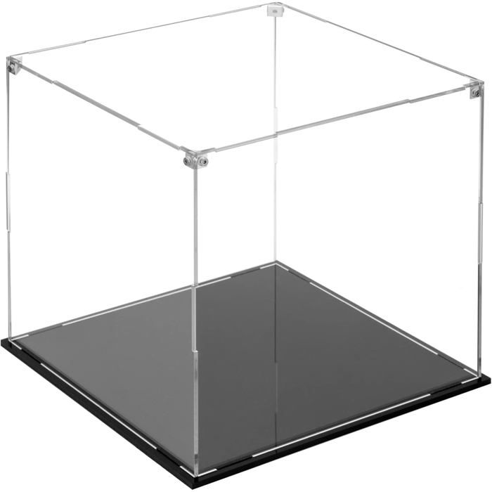 Lot De 2 Vitrines En Acrylique Noir – Boîtes D’affichage Avec Plaques à Picots, étanches à La Poussière, Empilables – Protection Pour Figurines