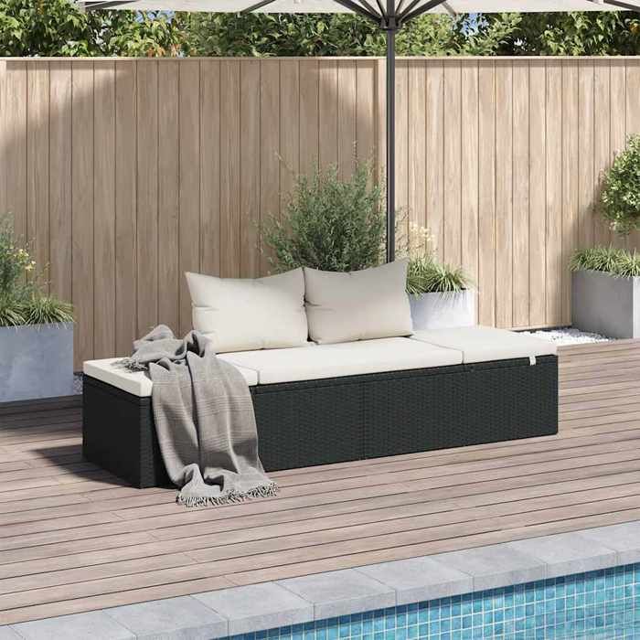 Lit de jardin en résine tressée - vidaXL - 195x60 cm - Réglable - Résine tressée - Coussin amovible - Facile à assembler
