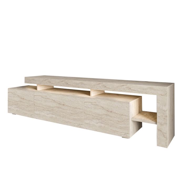 Meuble TV en bois Beliz - 192 x 37 x 53 cm - Travertin Meuble TV en bois Beliz - 192 x 37 x 53 cm - Travertin