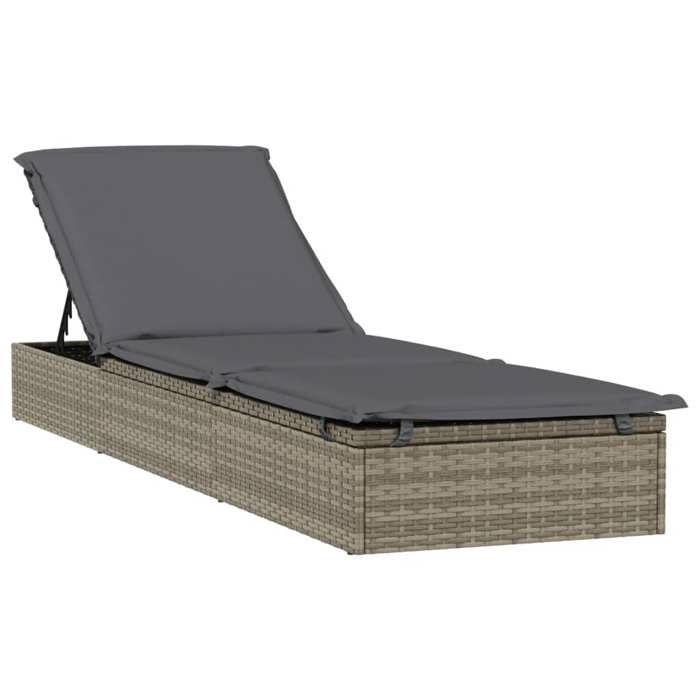 Sale 2026 Chaise longue/Transat - BURKE - 1 PLACE - avec toit rond gris 211x57x140 cm résine tressée Cc920
