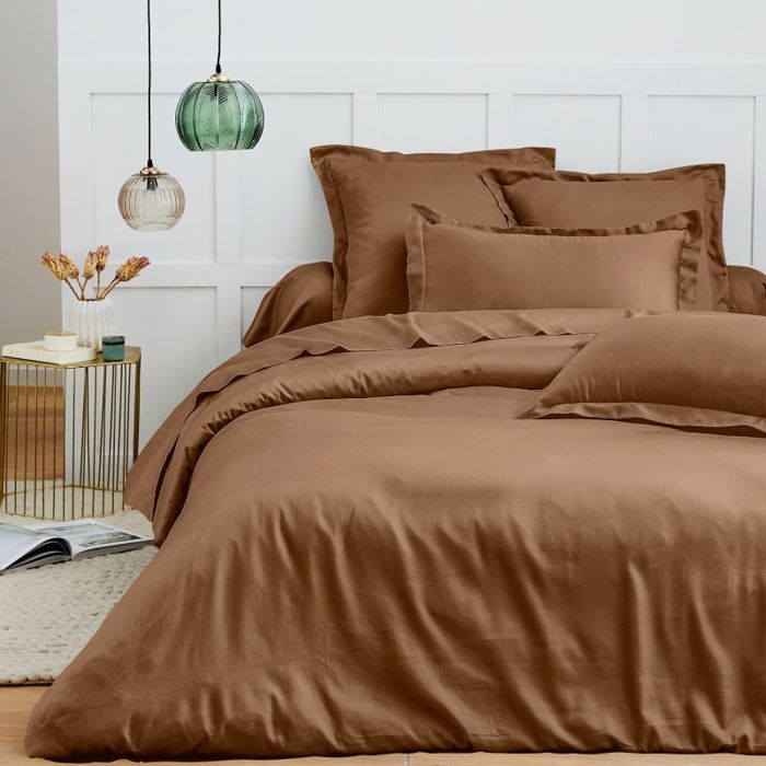 Parure de draps 6 pièces Premium pour lit 140 x 190 cm Coton Pur - Prémium Taupe - Parure de draps 6 pièces Premium pour lit 140 x 190 cm Coton Pur - Prémium Taupe -