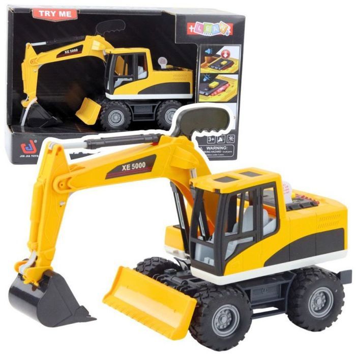 GOPLUS Jouet Bulldozer d'Excavatrice Porteur Electrique avec Casque, Véhicule Jouet d'Imitation