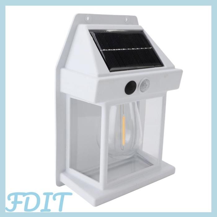 GOTOTOP Appliques murales à capteur solaire Lampes murales solaires sans fil avec capteur de mouvement sport eclairage Noir Blanc