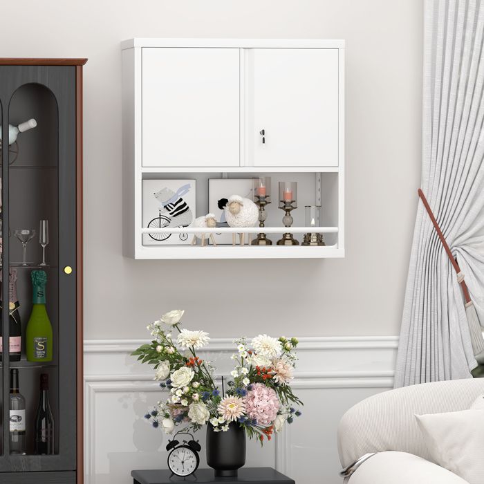 Armoire de stockage en métal haute 2 portes avec étagères réglables armoire de garde-manger de cuisine en acier pour cuisine salon