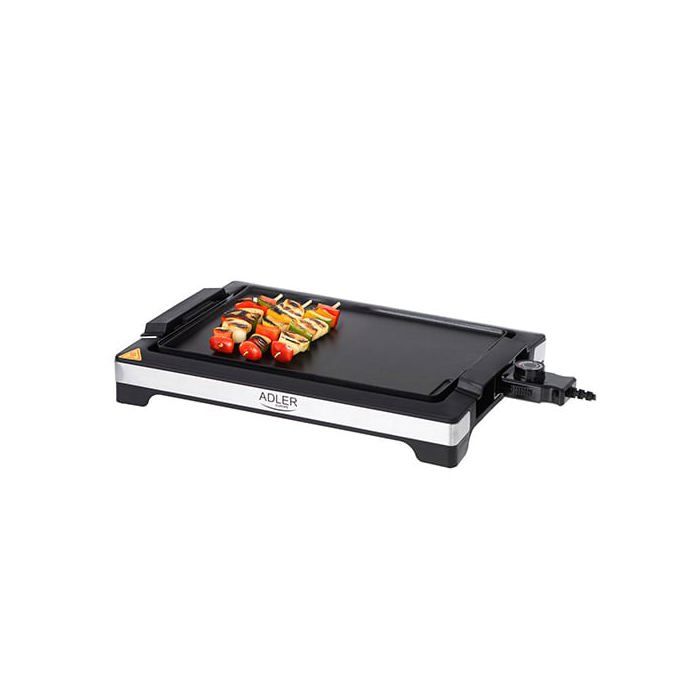 Gril de table - ADLER - AD 6613 - Noir/Gris - 45x32x8 cm - 23 kg