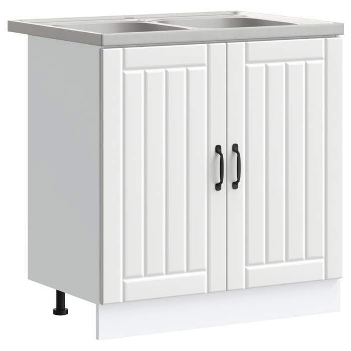 Meuble sous évier Lucca - 2 pièces - vidaXL - bois dingénierie - blanc - 2 portes - grand rangement - 80 x 46 x 815 cm dbw61m42