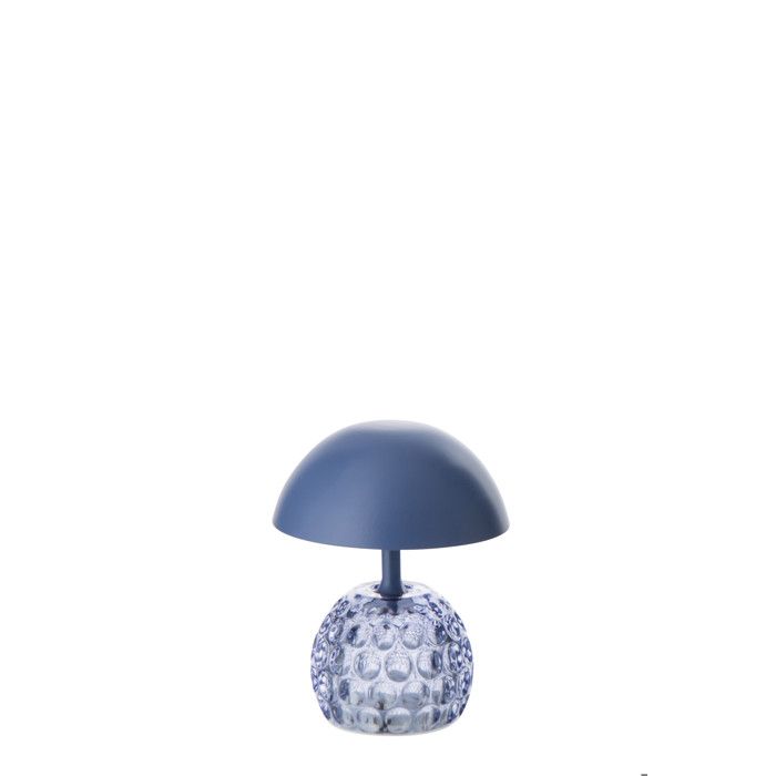 J-Line Lampe de Table Champignon - métal/verre - bleu J-Line Lampe de Table Champignon - métal/verre - bleu