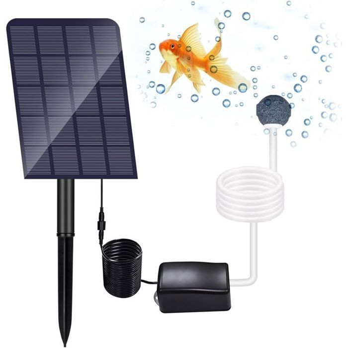 Aérateur Solaire 2.5W pour Bassin Étang & Aquarium – Pompe Oxygène avec Pierre à Air