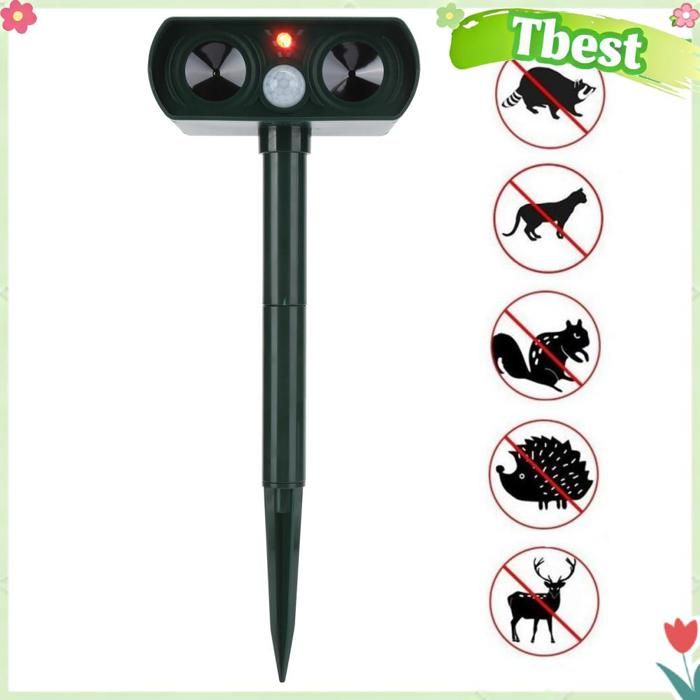 Tbest Répulsif animal Répulsif Ultrasonique des Animaux à Énergie Solaire Répulsif de Chien Chat Sanglier pour jardin mesure