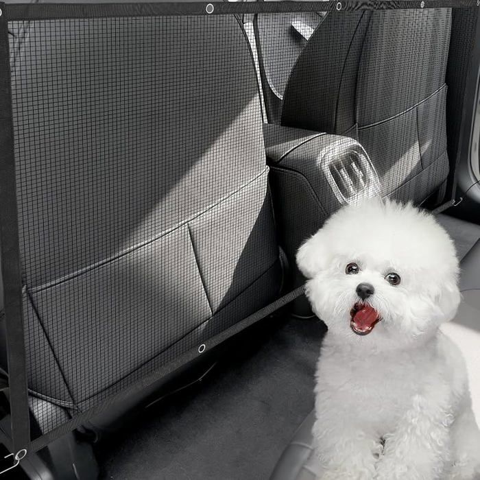 Chien Voiture 115 × 62 cm Filet Voiture pour Chien pour Chien avec 4 Crochets et 2 Cordes régbles Filet Coffre