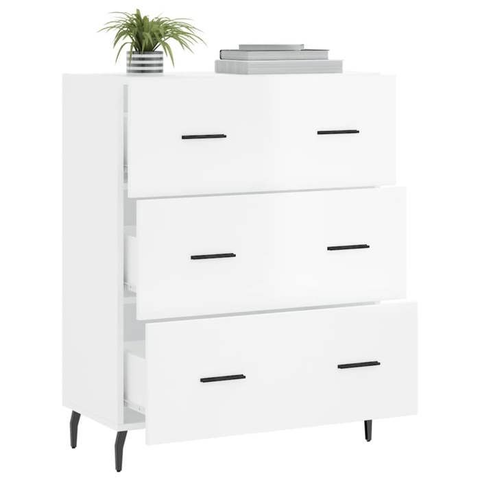 Meuble Rangement - HAOSHOP - Buffet Blanc brillant 69 5x34x90 cm Bois dingénierie&01_34622