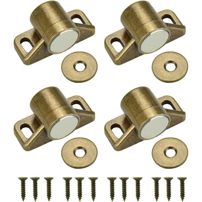 4PCS Aimant pour Porte Placard Loquet de Porte Magnétique Fermeture de Porte Aimantée avec 12 Vis Fermeture Magnétique