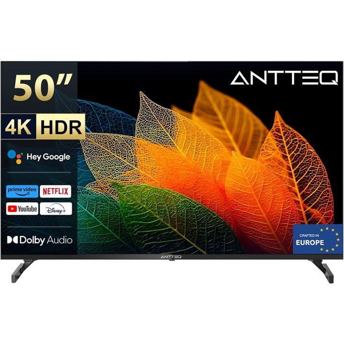 S50 Smart TV 50 Pouces 127cm Android TV 4K UHD HDR10 Dolby Audio Google Assistant Bluetooth Triple Tuner DVB C S2 T2 Wifi TV