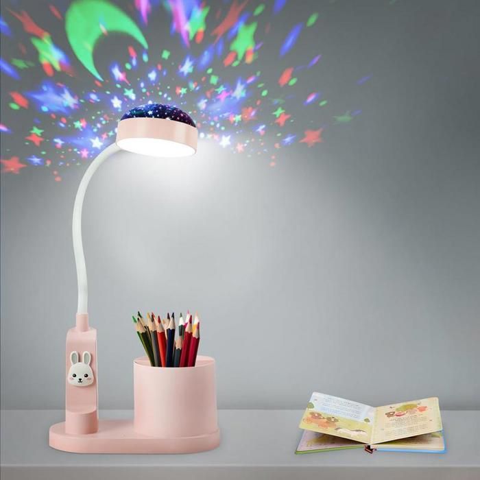 Lampe de bureau LED enfant avec porte-stylo lumière multicolore dimmable rechargeable