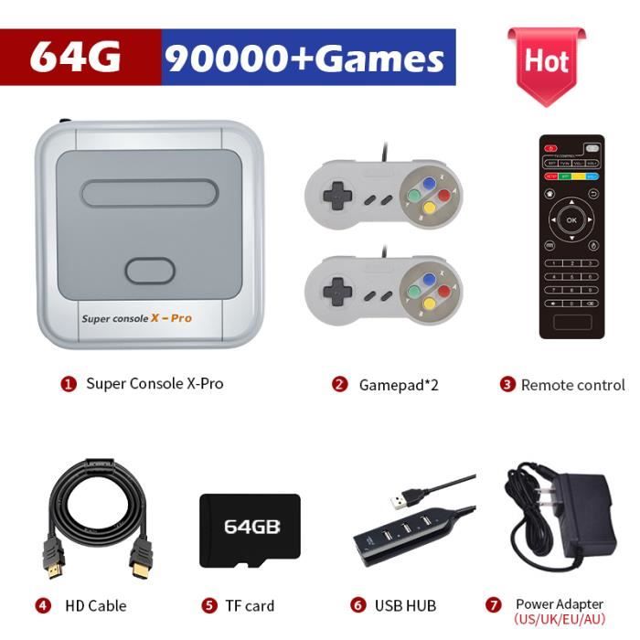 128 Go sans fil-UE-Console De Jeux Vidéo Rétro Super X Pro Tv Wifi 4k Hd, Double Système S905x