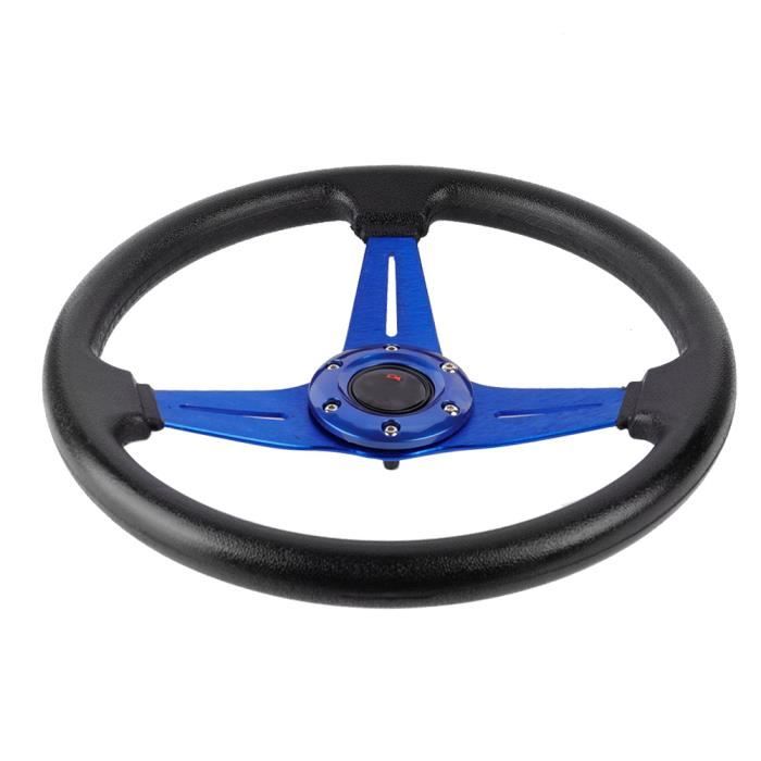 Volant Sport Bleu 350mm (14 Pouces) En Aluminium Et Cuir PU - Universel, Pour Voiture, Dérive, Course