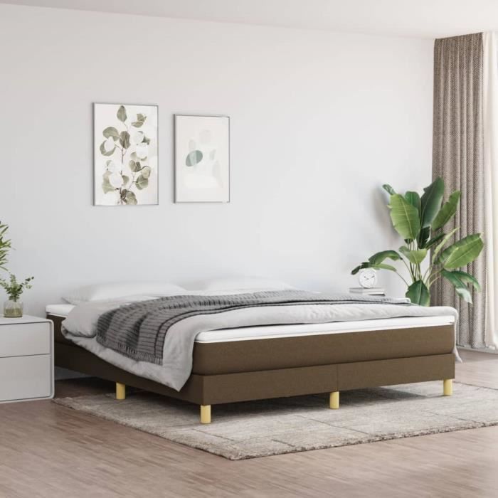 Sommier à ressorts de lit Marron foncé 160x200 cm Tissu-AKO7642044286250
