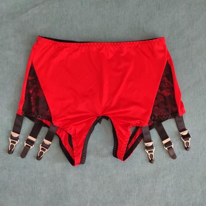 Porte-jarretelles sexy rouge vintage grande taille avec culotte
