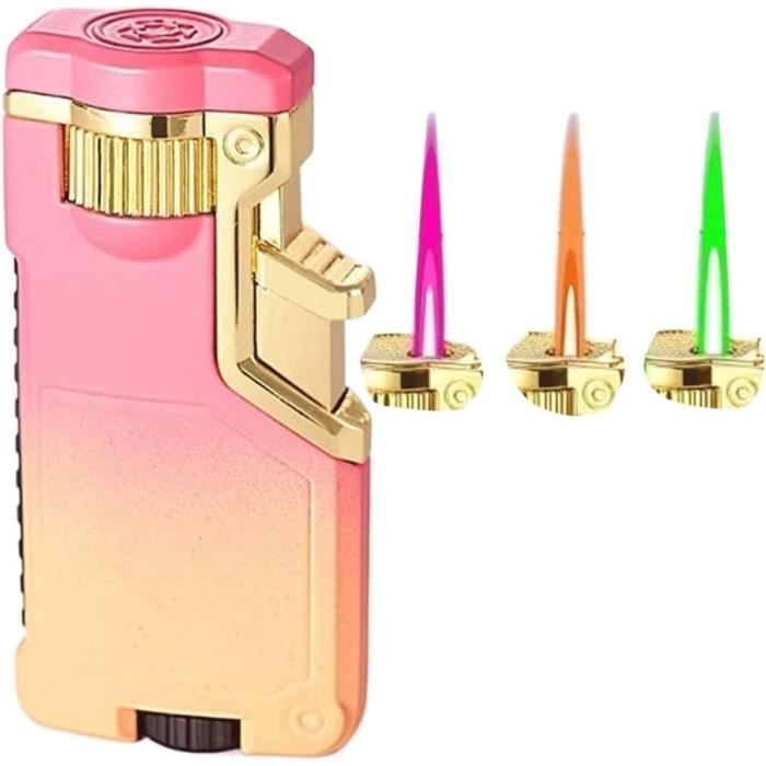 Briquet Coupe-vent Vintage Rechargeable Butane - Double Flamme Réglable - Design Tête D'aigle - Cadeau Original