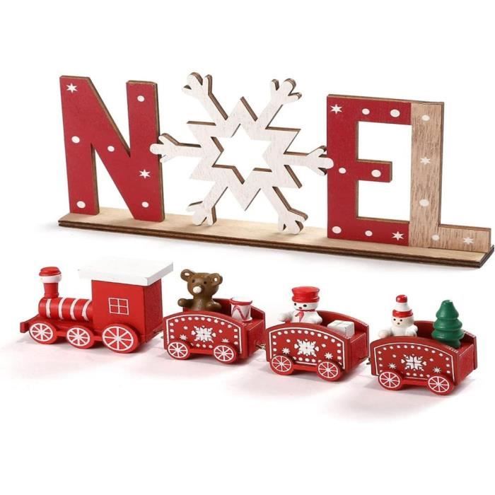 Decoration Noel Bois Train de Noel + Lettres Noël Petit Train Noel Deco