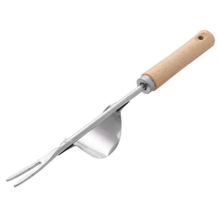 Désherbeur Manuel JunD 32 Cm – Acier Inoxydable Y-Shape, Poignée Bois Ergonomique – Arrache Racines Facilement